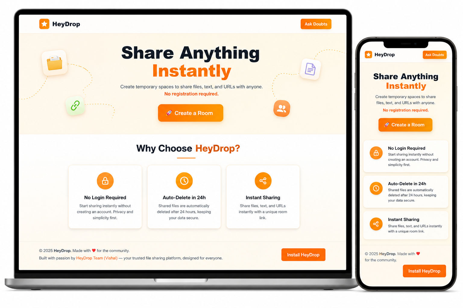 HeyDrop Temporary Sharing Platform